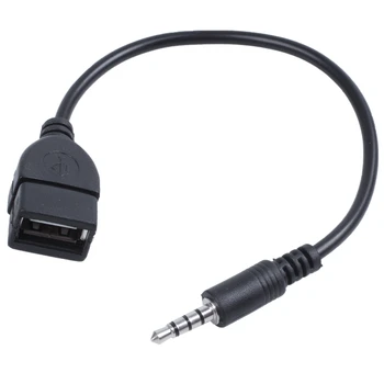 USB jakı, AUX, ses veri şarj kablosu için 3,5 mm jak siyah