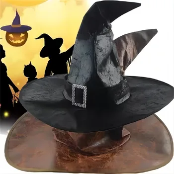 Cadılar bayramı Retro Sihirbazı Cadı Sivri Şapka Avrupa ve Amerikan Rol yapma Deri Cadı Sihirbazı Kap Moda Başlık Parti