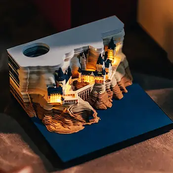Omoshiroi Blok 3D Memo Pedleri Yenilik Ünlü Film Yapı Sihirli Kale Notlar Blok Yeni Yıl Noel doğum günü hediyesi