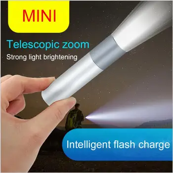 Mini El Feneri USB şarj edilebilir led lamba El Feneri Su Geçirmez Teleskopik Güçlü Lamba Açık Çalışma Zoom Taşınabilir Yeni