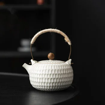 425 ml japon kaba çömlek kaldırma ışın Pot Retro çekiç seramik büyük demlik çin çay demleme su ısıtıcısı Kung Fu Teaware hediye
