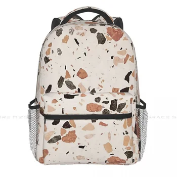 Terrazzo Bej Beyaz Kahverengi Kek Krem Gri Ve Bronz Rahat Sırt Çantası Öğrenci Kitapları Sırt Çantası Okul laptop çantası Yumuşak Sırt Çantası