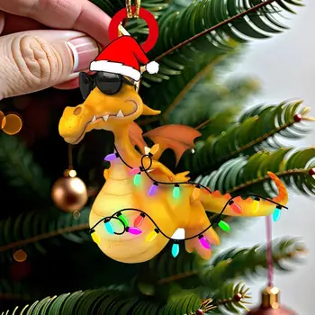 Pencere Asılı Ejderha Dekorasyon Kullanımlık Akrilik Noel Ejderha Asılı Dekorasyon Şenlikli Noel Ağacı Süsleme Tatil için