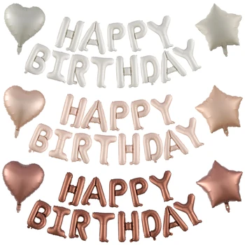 16 inç Retro Mutlu Doğum Günü Mektubu Balon Krem Karamel Rengi Mektup Folyo Numarası Balon Seti Çocuk Yetişkin Doğum Günü Partisi Dekor