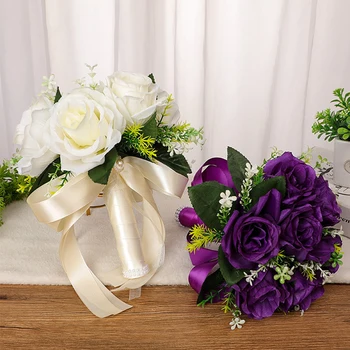 1 ADET yapay çiçekler Basit Buket Gül High End Düğün Parti Gelin Ev Masa Bitki Dekorasyon sevgililer Günü Hediyesi # A