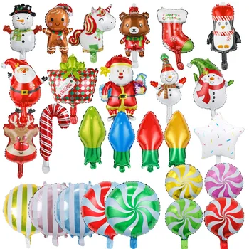 Büyük Ayakta Kardan Adam Folyo Balon Noel Ağacı baston şeker Lolipop Elk Şişirmek Topları Noel 2024 Yeni Yıl DIY Ev Partisi Dekorları