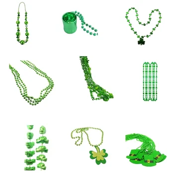 Yenilik Patrick Günü Kolye Şenlikli Yeşil Boncuk Koleksiyonu Yeşil Yonca Kolye Şenlikli İrlandalı Parti Aksesuarları
