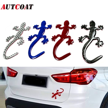 AUTCOAT 1 Adet Karbon Fiber Geckoes Sticker Araba Styling Dekorasyon, Araba Rozeti Amblemi 3D Oto Motosiklet Çıkartması Evrensel