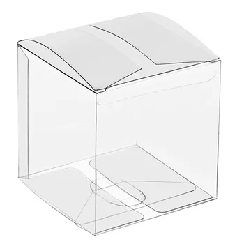 20/50 Paket Şeffaf Hediye Kutuları Şeffaf PVC Plastik Kutular Şeffaf Ambalaj Kutusu Favor Kare Kutular Düğün Parti İyilik için