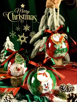 Yuvarlak Akrilik Noel Hediye Kutusu Seti, Şeffaf Top, Çorap Şeker Hediye Kutusu