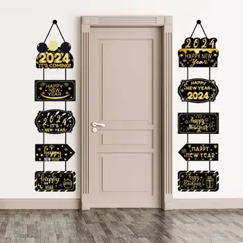 Kapı İşaretleri 2024 Yeni Yıl Afiş Zarif Desen Parlak Zengin Renk Asılı Beyit kapı perdesi İşaretleri Kutlamalar için Asılı