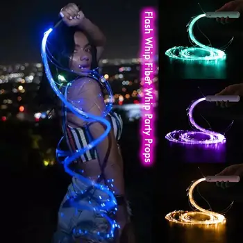 USB şarj edilebilir led lamba Fiber Optik Dans Kırbaç Piksel Kırbaç Light Up Renkli Yanıp Sönen Aydınlatma Parlayan Sallayarak Karnaval Parti