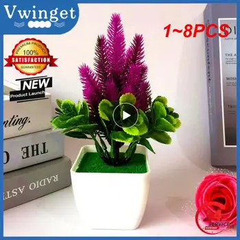 1 ~ 8 ADET yapay Çiçek Plastik Bitki Saksı Bonsai Ev Düğün Bahar Yaz Oturma Odası Ofis Bahçe Masası Ev Dekor