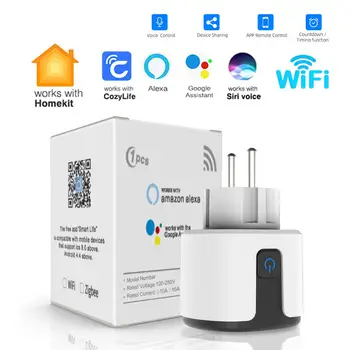WiFi Homekit Soket Akıllı AB Tak 16A Güç Monitör Zamanlayıcı Fonksiyonu İçin Apple Ürün Desteği Google Ev SmartThings Siri Alexa