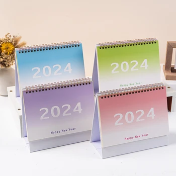 2024 Basit Degrade Renk Masa Takvimi Masaüstü Süsler Takvim Günlük Zamanlayıcı Masa Planlayıcısı Yeni Yıl noel hediyesi
