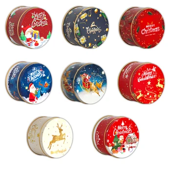 Noel Yaşlı Adam Şeker Teneke Dekoratif Yuvarlak Teneke Kutular Noel Şeker kurabiye ambalajı Kavanoz Mum Kapları şeker kutusu Hediye