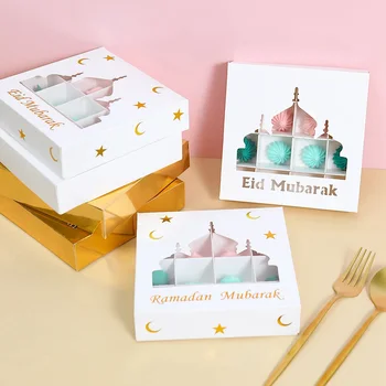 Eid Mubarak Şeker Kek Kutusu Çanta Ramazan Kareem Hediye Kutuları İslam Müslüman Parti DIY Dekorasyon 2024 Kurban Bayramı Malzemeleri