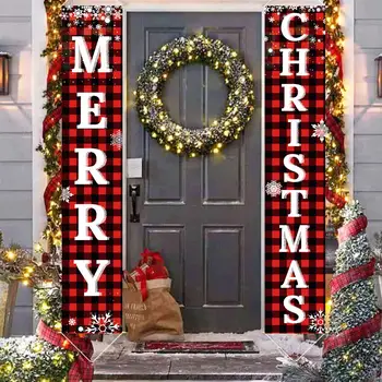 2024 Noel Kapı Dekorasyon Merry Christmas Afiş Dekor Ev Asılı Noel Süs Navidad Mutlu Yeni Yıl Hediye