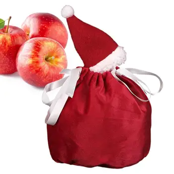 Noel Baba Şapkası Şeker Çantası Noel Boynuzları Çanta Elk Kadife Beraberlik Dize Şeker Çanta Hediye Paketleme Çantaları Parti Dekorasyon 2024 Navidad