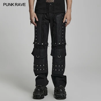 PUNK RAVE erkek Punk Denim Pantolon Dimi Ağır Endüstriyel Punk Erkekler Kişiselleştirilmiş Pantolon