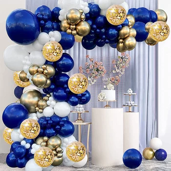 Mavi Gümüş Macaron Balon Garland Kemer Kiti Düğün Doğum Günü Partisi Dekorasyon Konfeti Lateks Balonlar Kızlar İçin Bebek Duş