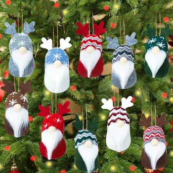 5 Adet Noel Ağacı Meçhul Bebek Süsleme Örme Boynuz Şapka Meçhul Bebek Yılbaşı Ağacı Süsleme Aksesuarları Asılı Adet