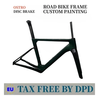 OSTRO Yol Karbon Fiber Çerçeve Hız Bisiklet Çerçeveleri T1000 UD T47 disk fren Yarış Bisiklet Frameset + Gidon Özel Logo DPD