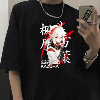 Karikatür Genshin Darbe Kadın T Shirt Kawaii Hu Tao Xiao Grafik kısa kollu tişört Harajuku 2023 Unisex Y2k Giysileri Tees Tops