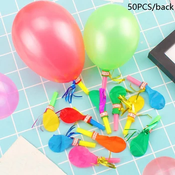 50 adet Renkli Patlamalar Düdük Üfleme Ejderha Balon Çocuklar İçin Doğum Günü Partisi İyilik Dekorasyon çocuk oyuncakları Malzemeleri