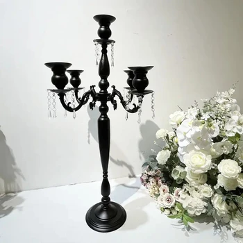 10 adet)H60/70/100 cm) siyah düğün mumlukları akrilik mumluklar Metal Navidad Metal düğün için mumluk Centerpiece 2890
