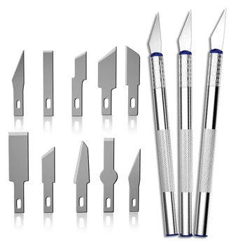 13 Adet Oyma Oyma Bıçağı Seti Yüksek Karbonlu Çelik Neşter Kiti Çok Fonksiyonlu Oyma Kesici Kalemler