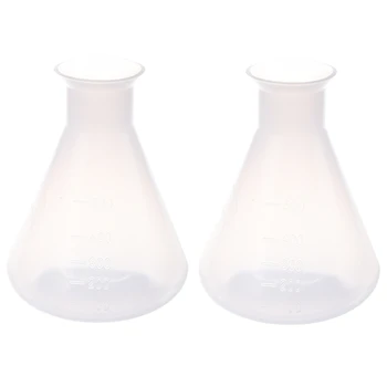 2X500 ml Şeffaf Plastik Laboratuvar Kimyasal Konik Flask Depolama Şişesi