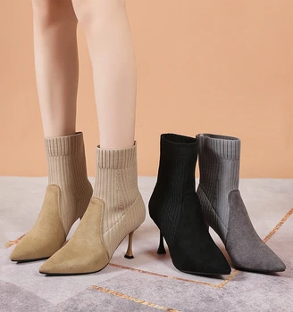 Beyaz yarım çizmeler kadın lastik ayakkabı yağmur çizmeleri - Kadın Kış Ayakkabı Düşük Yüksek Topuk Sivri Bayanlar 2023 Dikiş Dantel-Up Sürme