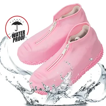 Ve Yağmur Silikon Kauçuk Ayakkabı Unisex Su Geçirmez Erkek Kadın Fermuarlar Kapak Beyaz Yeni Kullanımlık kaymaz Kapakları