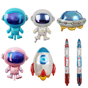 Astronot Roket Alüminyum Film Balonlar Dış Uzay Tema Doğum Günü Partisi Dekoru Çocuklar Bebek Duş Parti Dekorasyon Tatil Partisi