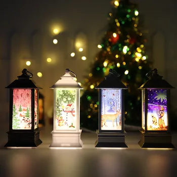 1 adet Noel Fener Mum Gece Lambası Süsler Led Noel Baba Kardan Adam Asılı Lamba Ev İçin Yeni Yıl Noel Partisi Dekorasyon