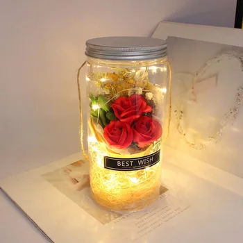 Aromaterapi Ebedi Gül LED yapay çiçek Plastik Şişelerde Düğün Sevgililer Günü Anneler Günü Hediyesi