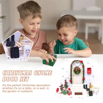 Minyatür Noel Sihirli Küçük Peri Ahşap Açabilirsiniz Kubbe Pişirme Elf Garland Gnome Simülasyon Mutfak Kapı Mini Merdiven L1U8