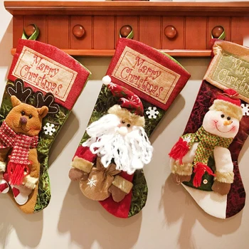 Yeni Yıl Noel Çorap Çuval Noel Hediye Şeker Çanta Noel Süslemeleri Ev İçin Navidad Çorap Şömine Noel ağaç dekor