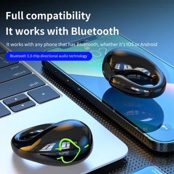Kulak klipsi Bluetooth 5.3 Kulaklık Kemik İletim Ergonomik Hafif Mini mikrofonlu kulaklıklar Su Geçirmez Spor hifi kulaklıklar