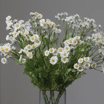 30 Kafaları papatya şube sahte ipek çiçekler ev bahçe dekor için flores artificiales beyaz papatya odası dekor