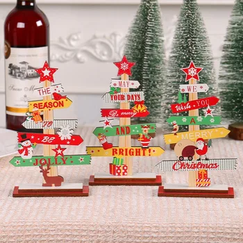 Masaüstü Noel Ağacı Noel Baba DIY Dekorasyon Ahşap Noel İşaretleri noel dekorasyonları 2023 Yeni Yıl Partisi Hediyeleri