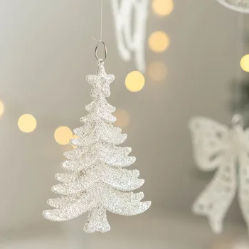 Beyaz Glitter Ren Geyiği Ağacı Melek Kolye Noel Düğün Doğum Günü Asılı Süslemeleri Yeni Yıl Bebek Duş Parti Dekor