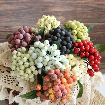 Yapay Berry Meyve Yaban Mersini Kaynaklanıyor Sahte Çiçekler Kırmızı Çiçek düğün buketi DIY gelin Buketi Ev Partisi dekorasyonu