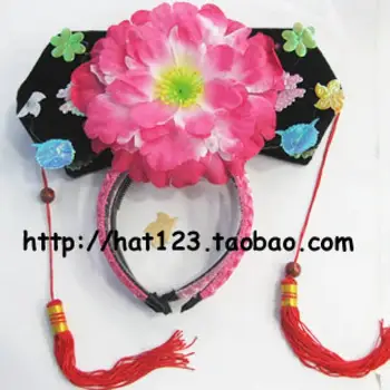 Çin Sarayı Prenses Kız Taç Şapka Kız Doğum Günü hediyesi Şapkalar Headdress Qing Hanedanı Kadın Şapka