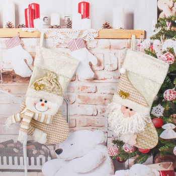 Noel Çorap Çuval Noel Çocuk Hediyeler Çanta Noel Süslemeleri Ev İçin Bez Çorap Ev Yılbaşı Ağacı Süsleme