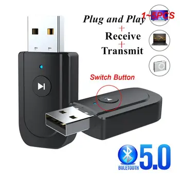 1~5 ADET Kablosuz 5.0 Verici Alıcı 3 İn1 USB Jack Ses Adaptörü TV PC için Araba AUX Telefon Kulaklık Stereo Müzik