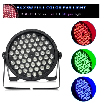 54x3W RGB 3ın1 LED Par ışık DMX512 Kontrol Etkisi Sahne Düz Spot Parti Düğün DJ Disko Sahne Aydınlatma