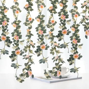 Yapay Asma İpek Çay Güller Simülasyon Çiçek Sarmaşıklar Düğün Kemer Oditoryum Dekorasyon Yanlış Güller Dikim Çiçekler Rattan