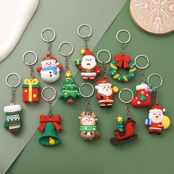 Noel Serisi Noel Baba Noel Ağacı Anahtar Zincirleri Sırt Çantaları İçin Kolye Sevimli Geyik Bebek Anahtarlık Çocuklar Arkadaşlar İçin Hediye